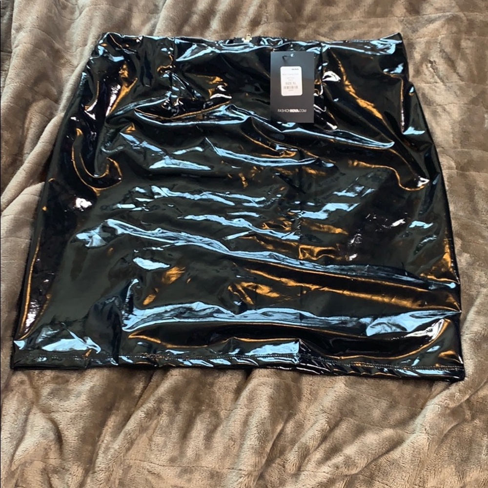 Black Vinyl Mini Skirt
